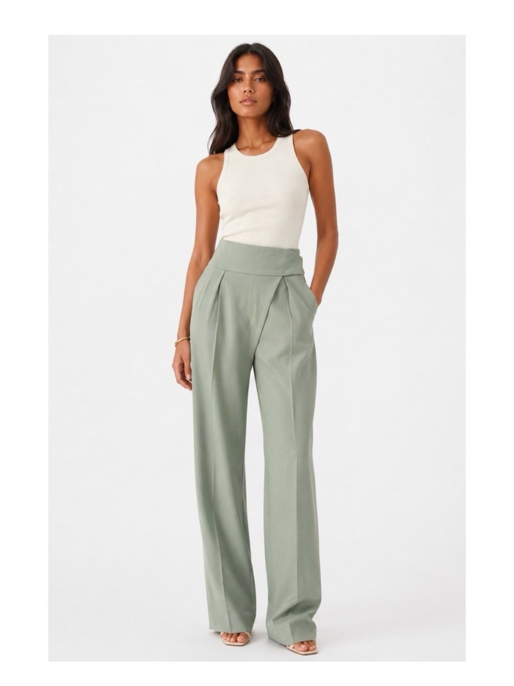 JLUXLABEL Wide Leg Trousers with Pleated Waist